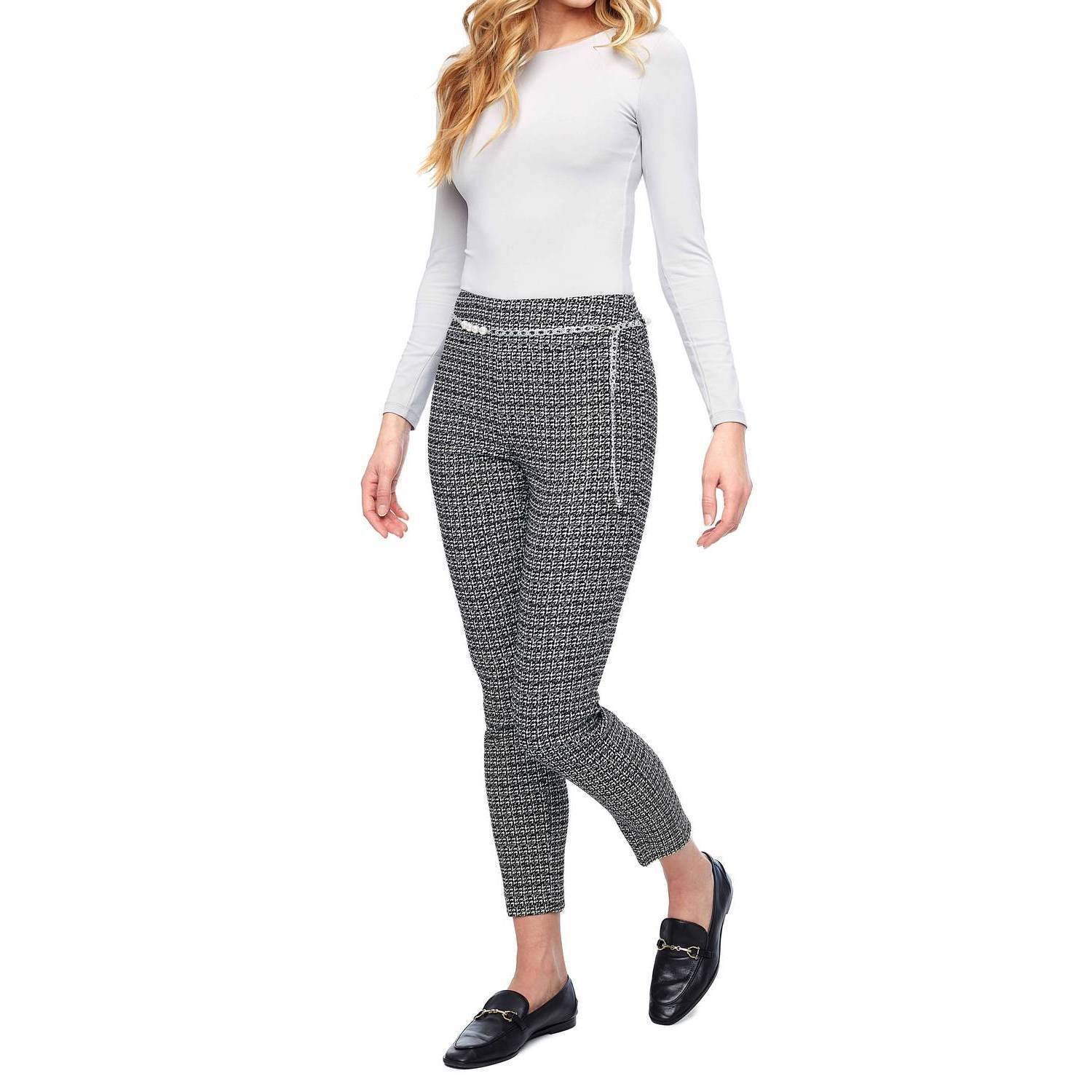 New Up! Sparkle Slim Ankle Pant In Black & White